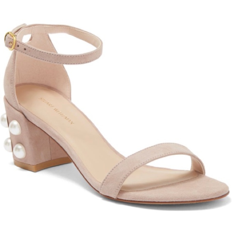 STUART WEITZMAN Women's Simple Faux-Pearl Block-Heel Sandals